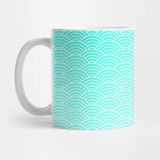 Japanese Seigaiha Light Blue Gradient Pattern Mug